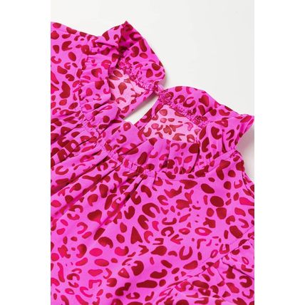 Rose Red Leopard Print Ruffled Trim Tiered Maxi Dress