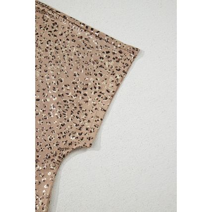 Parchment Shimmer Leopard Print Dolman Sleeve T Shirt