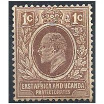 East Africa & Uganda Prot 1907 SG34 1c Brown Mtd Mint