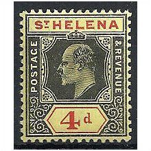 St Helena 1908 SG66 4d Black & Red/Yellow Mounted Mint . ..