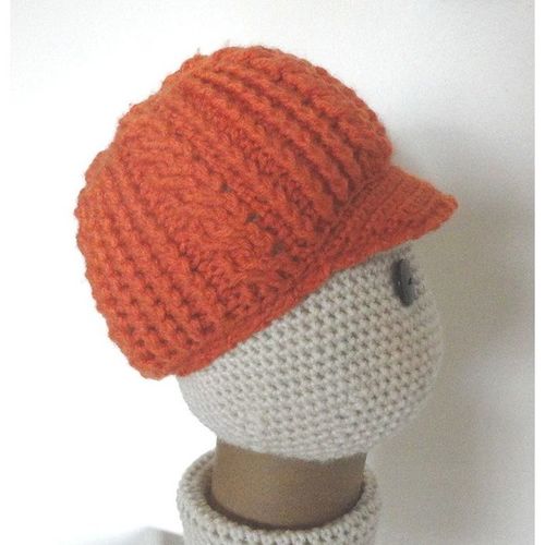 Hat #H02 unisex visor beret newsboy beanie cap crochet 12 - 18 months