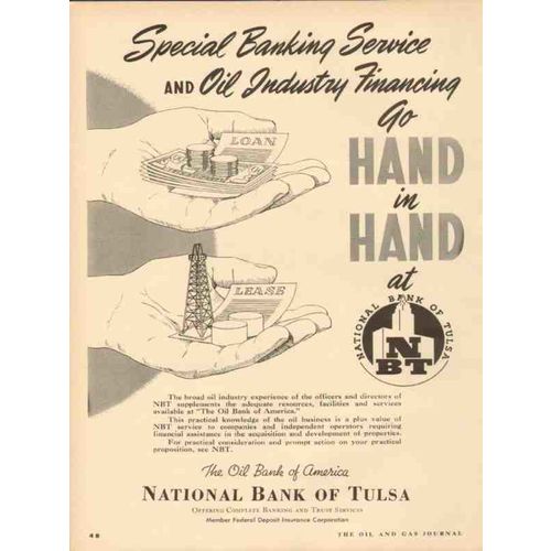 national bank of tulsa 1953 oil industry financing vintage ad