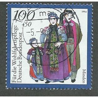 GER 1994 100pf+ 50 'NATIONAL COSTUMES- MINDEN' FINE USED (EBID47-593)
