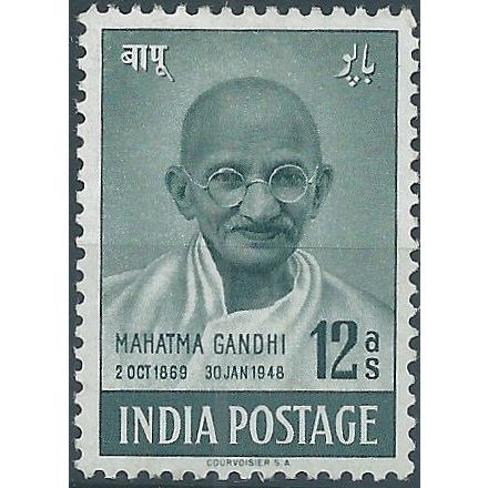 India 1948 SG307 12a Grey-Green Ghandi Mounted Mint . ...