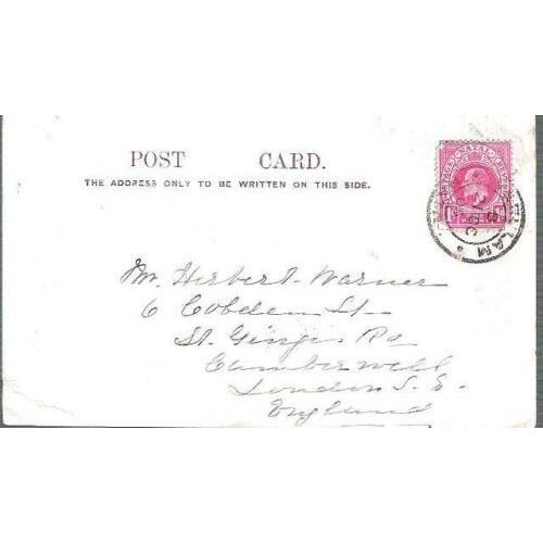 Durban South Africa - Natal Bank - postcard, Natal stamp 1905 pmk