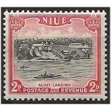 Niue 1950 SG115 2d Black & Carmine Mounted Mint .. ...