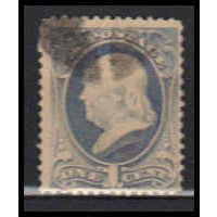 Used 206 1c Benjamin Franklin Barely Clears RA0366