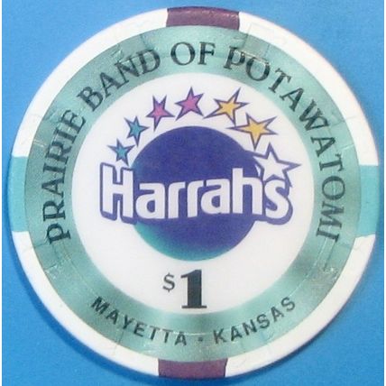 Harrahs. $1 Casino Chip. Mayetta, KS. W72.
