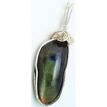 Labradorite Sterling Silver Wire Wrap Gemstone Pendant 14