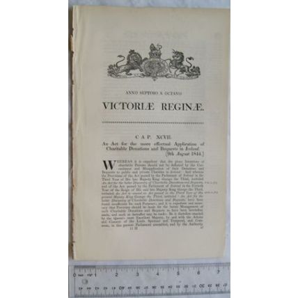 1844 Act of Parliament: Charitable Donations & Bequests Ireland