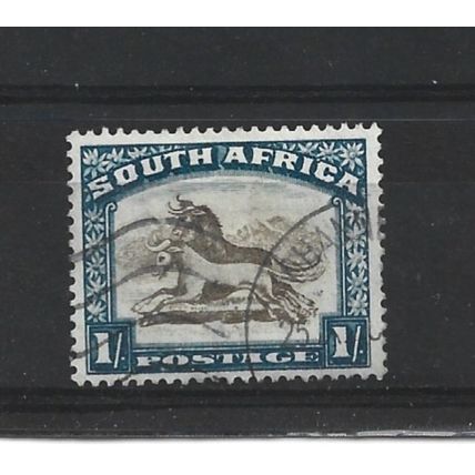 SouthAfrica.SG48 1s Black&Blue Wildebeest.English Inscription.Fine Used.Aug25e
