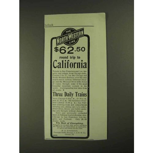 1903 The North-Western Line Railway Ad - California