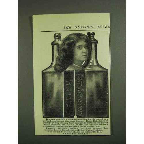 1907 Hall's Hair Renewer Ad - Falling Hair By Germ