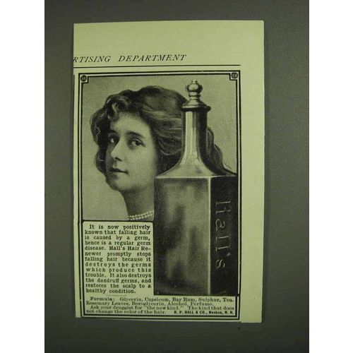 1907 Hall's Hair Renewer Ad - Germ Disease