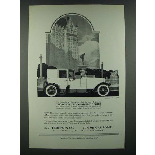 1919 E.J. Thompson Custom-Built Bodies Ad The Plaza Brougham