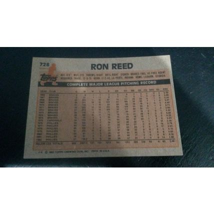 1983 Topps Card # 728 Ron Reed Excellent (5) Philadelphia Phillies