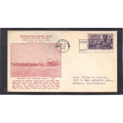 Event Stanislaus Exhibit 954 3c California (Unkn Cachet-Typed/A) CV41472