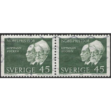 Sverige / Sweden - Facit #648BB Nobelpristagare 1908, 45 öre olivgrön