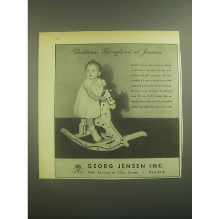 1945 Georg Jensen Toddler's Dress and Hobby Horse Ad - Children's Fairyland