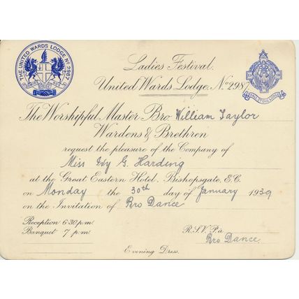 United Wards' Lodge Ladies Festival Program 1939 William Taylor