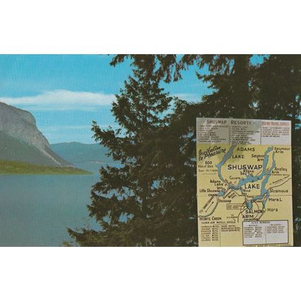 Shaswap Canadian Biggest Indian Tribe Lake Map Canada Postcard