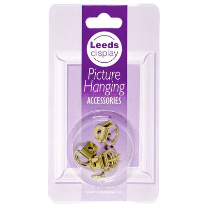 Picture Hanging Accessories : 4 x Brass 'D' Rings With Screws : PHA03