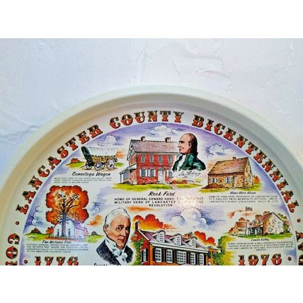 Lancaster County Bicentennial Commemorative Tin/Tray 13" Pennsylvania - 1776