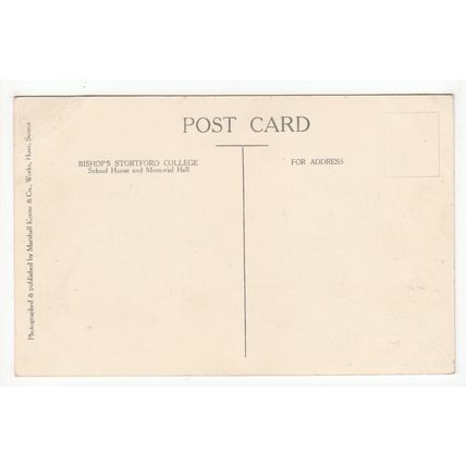 School House & Memorial Hall Bishop's Stortford College Postcard Hertfordshire