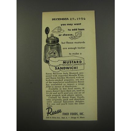 1956 Reese Mustard Ad - You may want to add ham or cheese