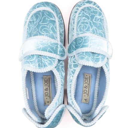 Ladies Slipper Teal Blue Velour Close Fitting Adjustable Side Back Panel Size 7