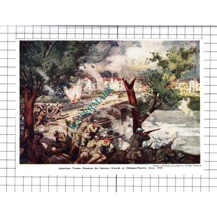 Chateau-Thierry American Troops World War One Dudley Tennant - 1919 Cutting