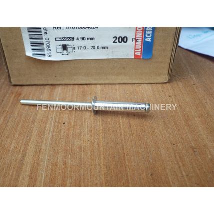 Pop Rivets 200 pc Aluminium dome Open Blind Rivets 4.8mm x 24mm Iso 15978 Bralo