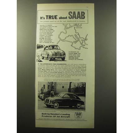 1960 Saab Cars Advertisement - It's true about Saab