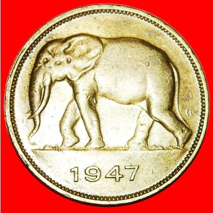 SOUTH AFRICA ELEPHANT (1946-1947): BELGIAN CONGO ★ 5 FRANCS★LOW START★NO RESERVE