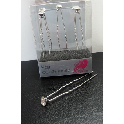 Wildest Dreams Plain Classic Crystal Hair Pin Ladies Womens Bridal Prom Box of 6