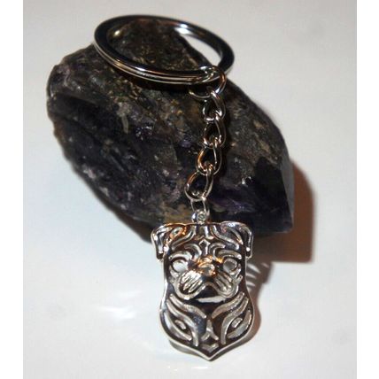 PUG DOG KEY RING WITH KEY CHAIN & VELVET GIFT BAG
