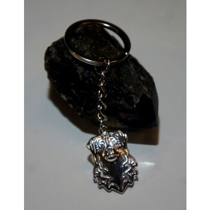 AUSTRALIAN SHEPHERD DOG KEY RING WITH KEY CHAIN & VELVET GIFT BAG