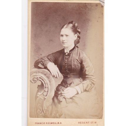 VICT. CDV PHOTO -SEATED LADY, PLAITED HAIR STYLE BY FRANCIS ELWELL, LONDON