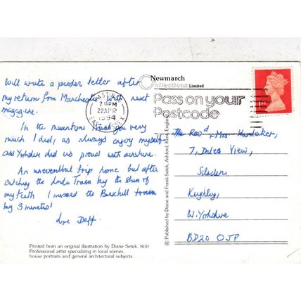 Diane Setek Alfriston Sussex Postcard posted 1994 VGC