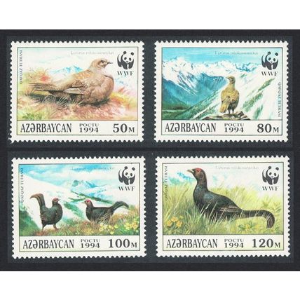 Azerbaijan WWF Birds Caucasian Black Grouse 4v 1994 MNH SG#178-181