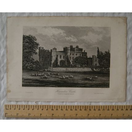 Vintage engraving Hawarden Castle