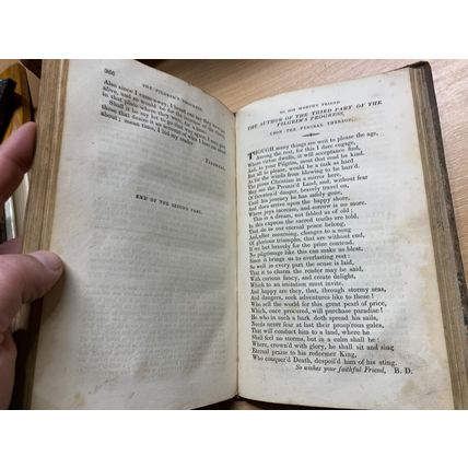 1824 JOHN BUNYAN "THE PILGRIM'S PROGESS" 201 YEARS OLD ANTIQUE BOOK (P4)