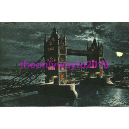 Tower Bridge, London, Valentines Moonlight Postcard 1900s?
