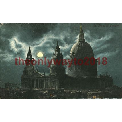 St Pauls, London, Valentines Moonlight Postcard 1900s?