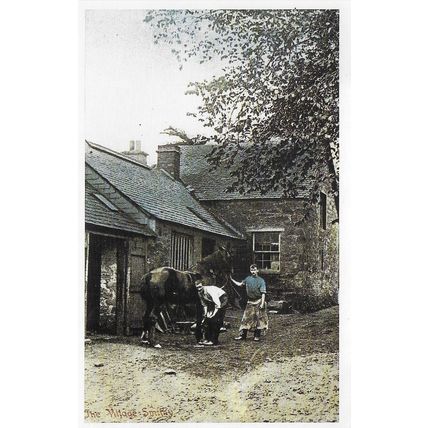 Postcard Village Smithy c1900 Blacksmith Shoeing Horse Horseshoe - Nostalgia