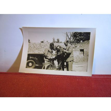 4 people with A BIKE 4 x small photograph 1930s =