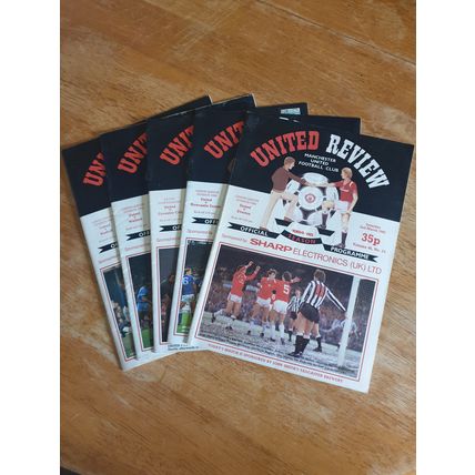 X 5 Manchester United Vintage Football Programmes.