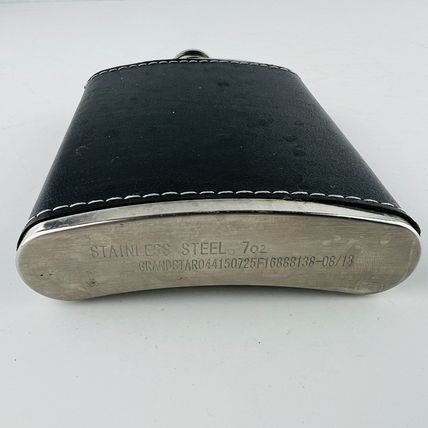 Black Leather Wrapped Stainless Steel 7oz Liquor Flask