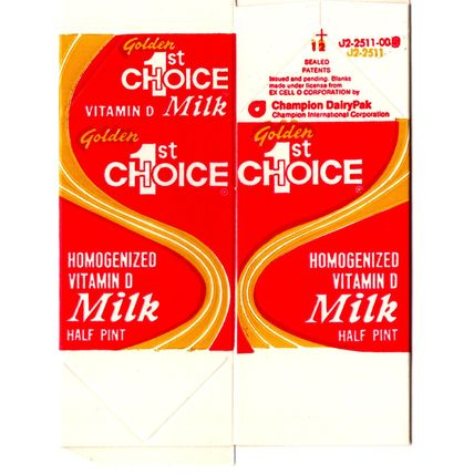 Vintage Golden 1st Choice Milk Box Flat Carton Cortez Colorado Dairy Half Pint