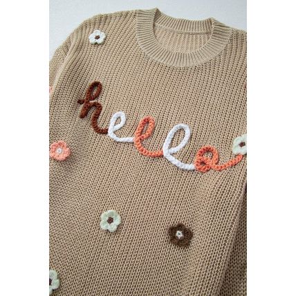 Parchment Hello Floral Embroidered Knit Loose Sweater